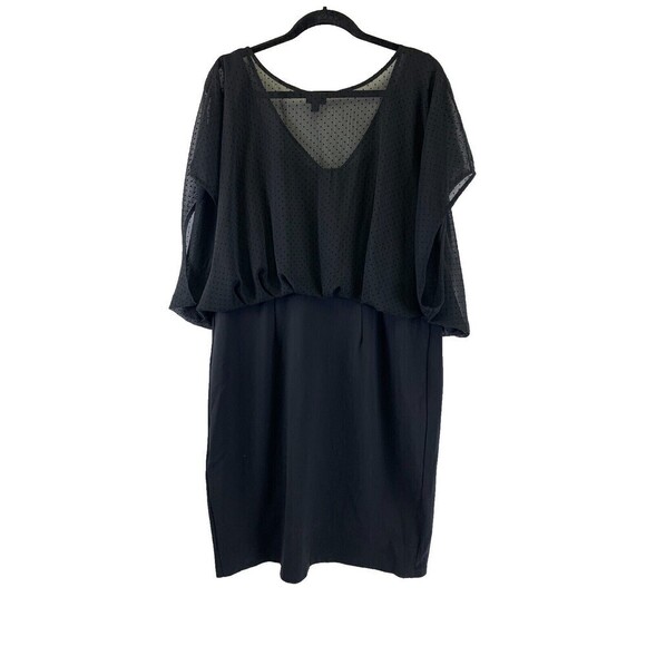 Torrid Blouse Pencil Dress Black Cap Sleeve V-Neck Blouson Sheath Women Plus 3X - Picture 4 of 12